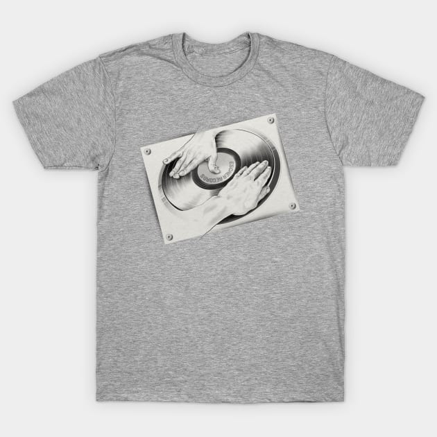 DJ Escher - Spinning Hands T-Shirt by ACraigL